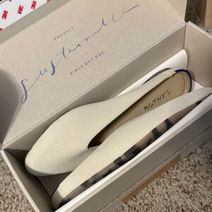 Rothy's Cream Flats with Blue Accents